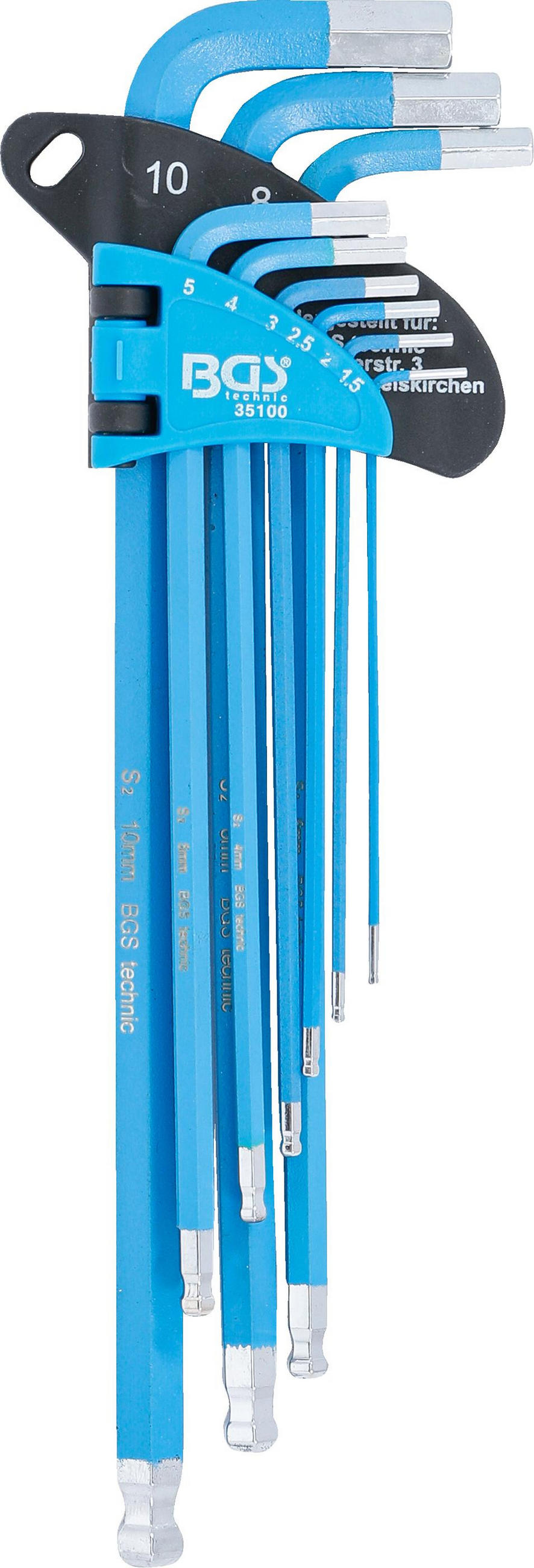 WINKELSCHLÜSSEL-SATZ | EXTRA LANG | INNENSECHSKANT / INNENSECHSKANT - Multicolor, Kunststoff/Metall (1/1cm) - BGS technic