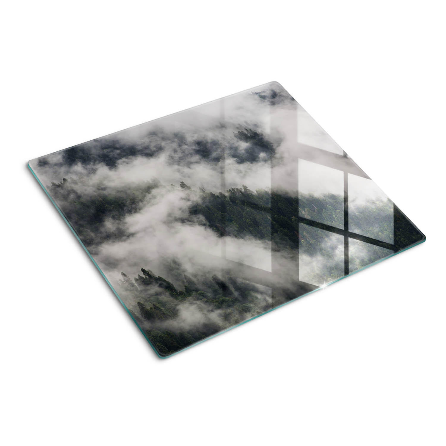 GLASPLATTE 60x52 cm Nebelwald - Grau, Glas (60/0.4/52cm) - TULUP
