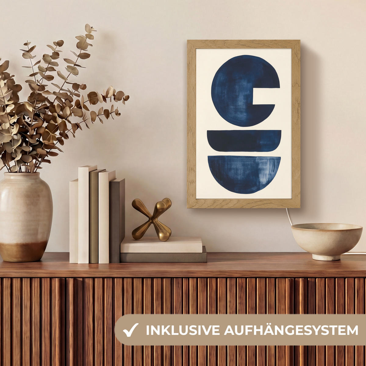 WANDLEUCHTE Formen - Blau - Abstrakt 20x30 cm - Dunkelblau, Holzwerkstoff (20/30/8cm) - OnlyWow