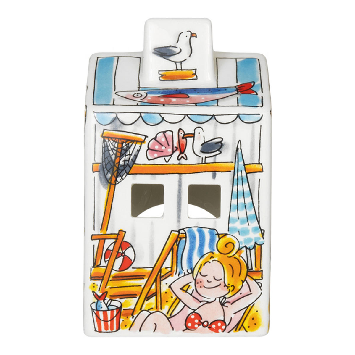 LICHTHAUS Strandhaus in Bunt - 14,50cm - Multicolor, Keramik (8.5/14.5/8.3cm) - Blond Amsterdam