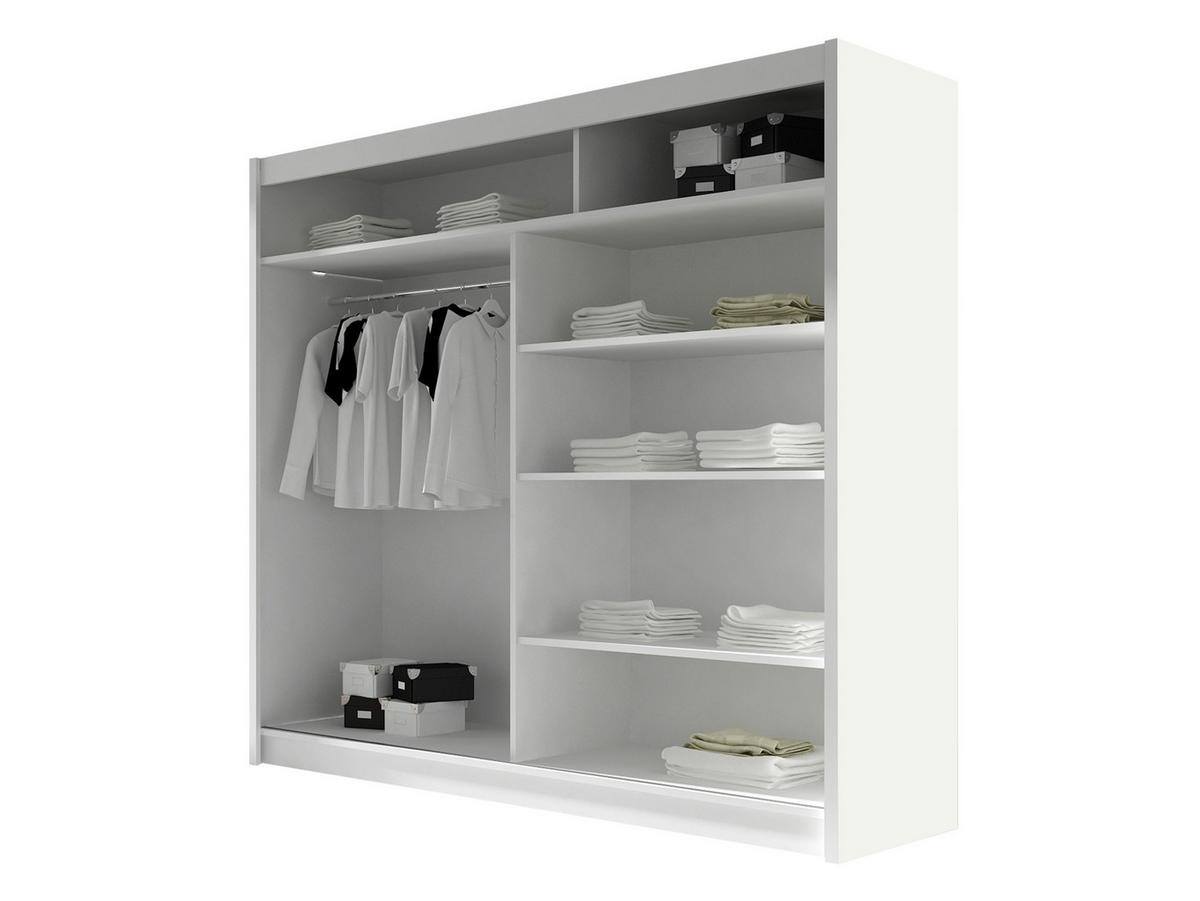 KLEIDERSCHRANK London IV, mit RGB LED Beleuchtung - Kaschmir/Silberfarben, Holzwerkstoff/Kunststoff (180/215/58cm) - MIRJAN24