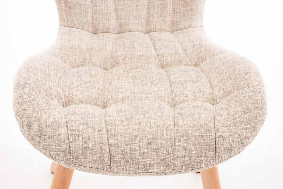 STUHL 4er Set Stoff creme - Eukalyptusholzfarben/Creme, Holz/Textil (50/88/63cm) - CLP