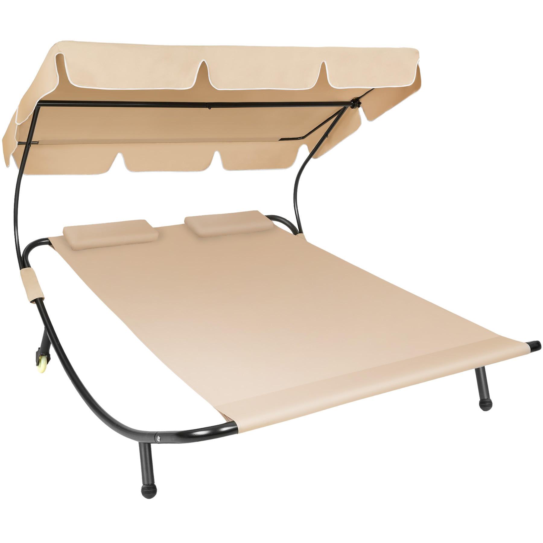 GARTENLIEGE Livorno,215 x 183 x 150 cm,schwarz/beige - Beige/Schwarz, Kunststoff (185/175/195cm) - tectake