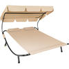 GARTENLIEGE Livorno,215 x 183 x 150 cm,schwarz/beige - Beige/Schwarz, Kunststoff (185/175/195cm) - tectake