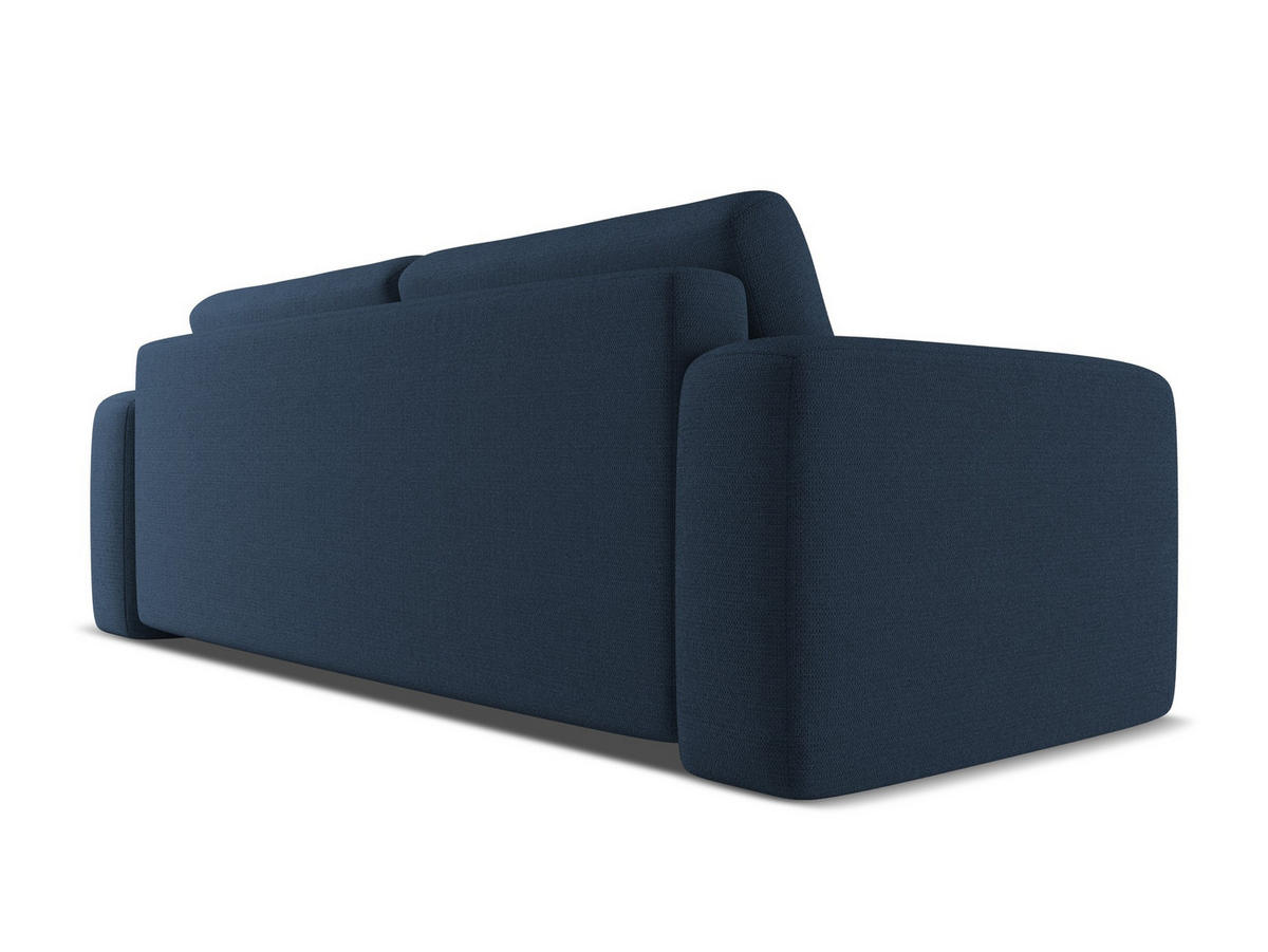 3-SITZER SOFA mit Schlaffunktion Chenille Stoff Blau - Blau/Schwarz, Kunststoff/Textil (242/91/100cm) - Makamii