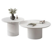 COUCHTISCH-SET OVI mit geriffeltem Sockel - Weiß, Holzwerkstoff (80/80/42cm) - Lookway