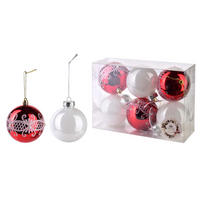 CHRISTBAUMKUGEL-SET Santa Lila Rot 8/7/8 cm Kunstoff - Rot, Kunststoff (7/8/8cm) - Mondex