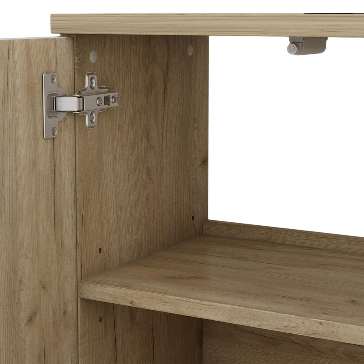 BADMÖBEL-SET Edge Weiß 3 Teile, mit Hochschrank - Eichefarben/Weiß, Holzwerkstoff (60/57/30cm) - Vicco
