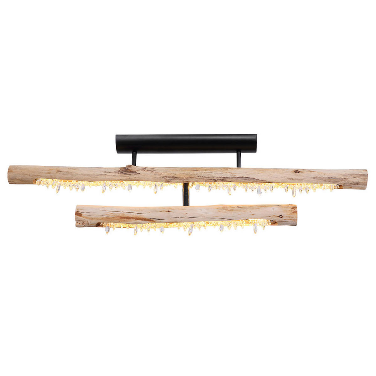 LED DECKENLEUCHTE Felicitas Schwarz Kristalloptik - Schwarz, Holz (100/8/30cm) - Globo Lighting