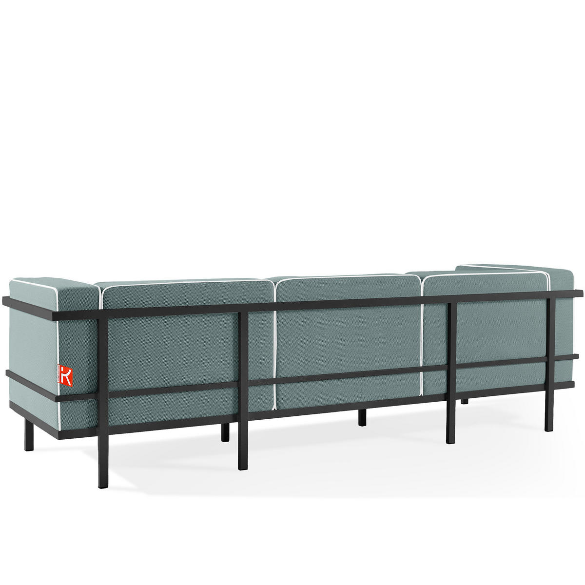 GARTENLOUNGE-SET TRIGLO 1x Tisch, 2x Sessel, 1x Sofa 3-Sitzer, 4-tlg., Modern, Dunkelgrau - Dunkelgrün/Dunkelgrau, Glas/Textil - KONSIMO®