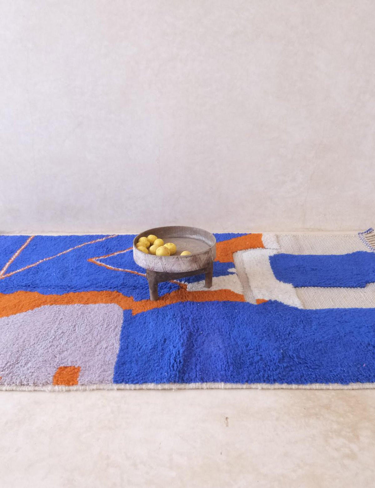 BERBERTEPPICH grafisch Wolle 155x 248 cm - Blau, Naturmaterialien (155/248cm) - AFK Living
