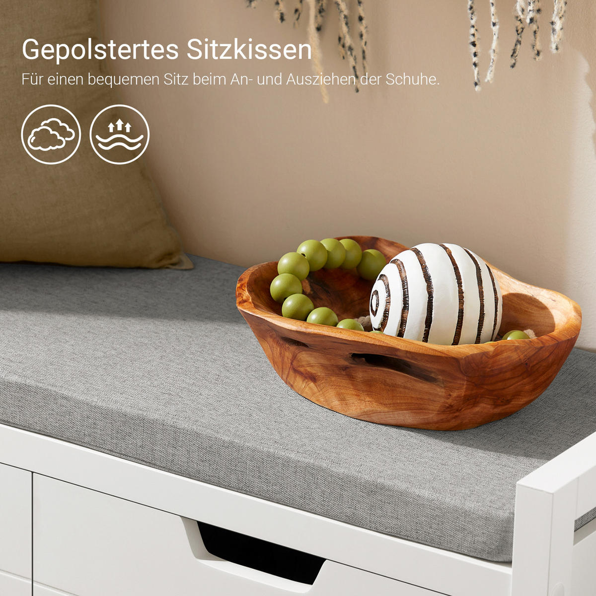 SCHUHBANK Weiß - Weiß, Holzwerkstoff (91/50/30cm) - SoBuy