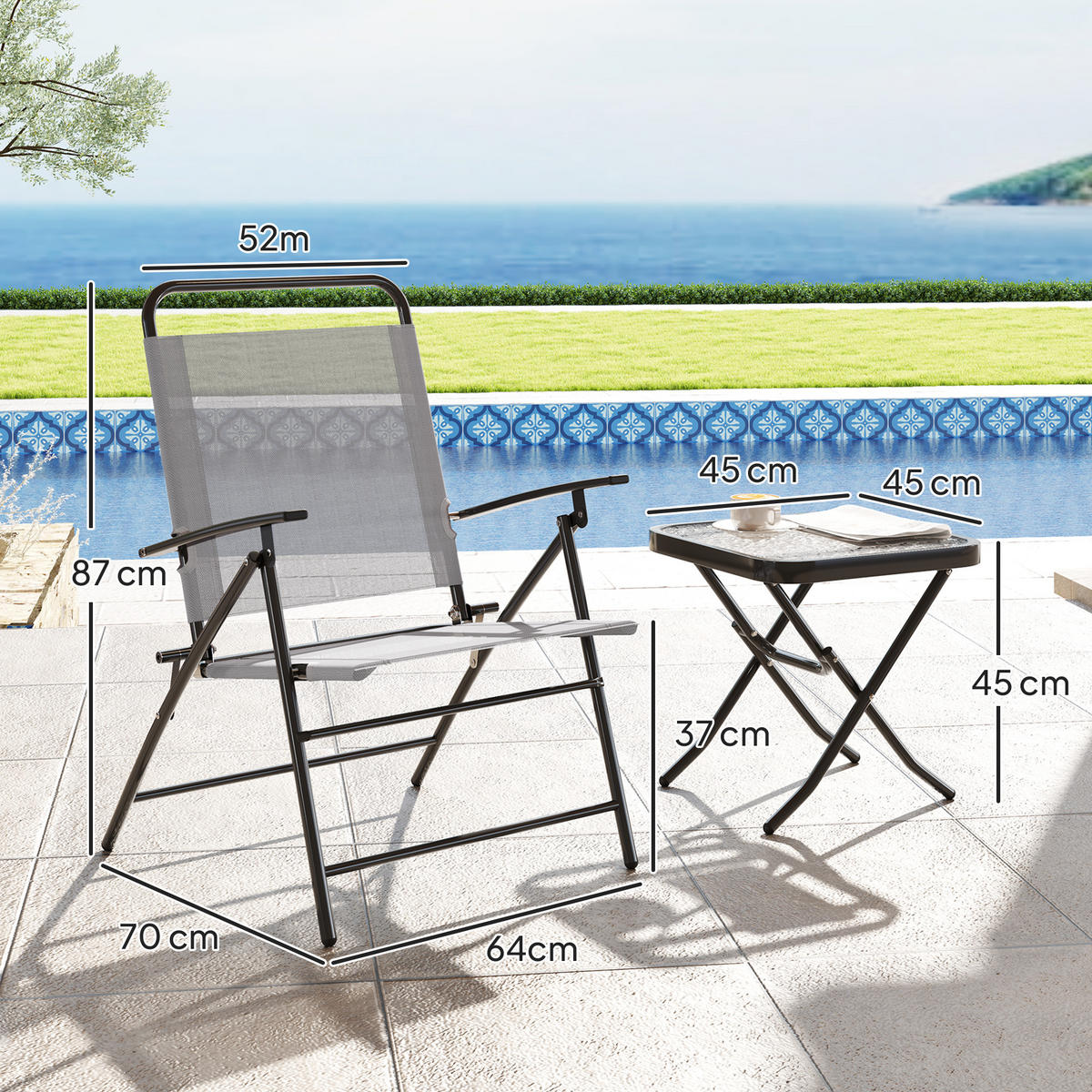 GARTEN-BEISTELLTISCHSET Grau 3 Stück - Grau, Naturmaterialien (70/64/87cm) - GiPP