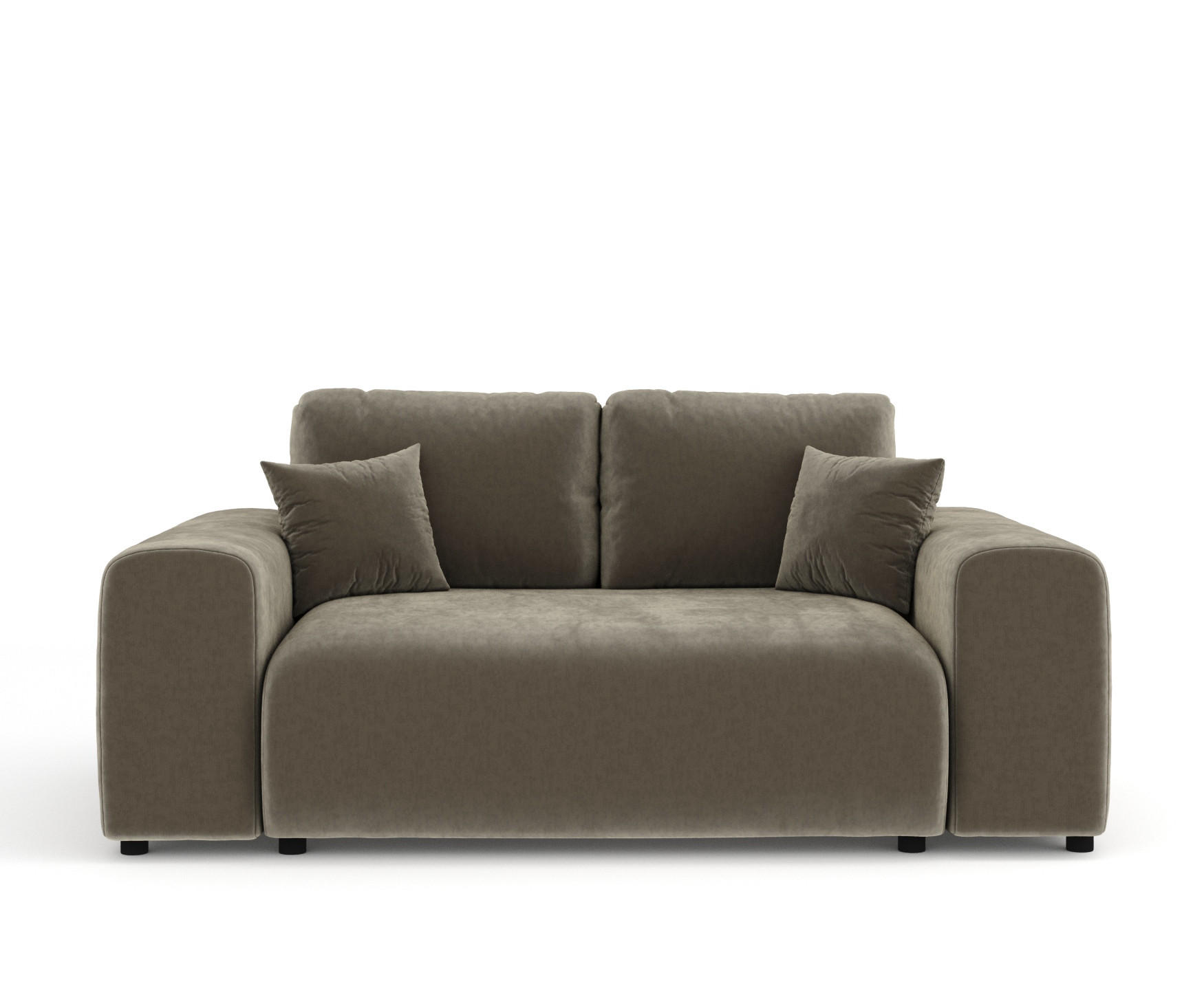 2-SITZER-SOFA Zanzibar Taupe Samtstoff - Taupe/Schwarz, Holz/Holzwerkstoff (178/79/108cm) - Maison de Reve