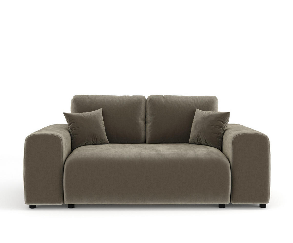 2-SITZER-SOFA Zanzibar Taupe Samtstoff - Taupe/Schwarz, Holz/Holzwerkstoff (178/79/108cm) - Maison de Reve