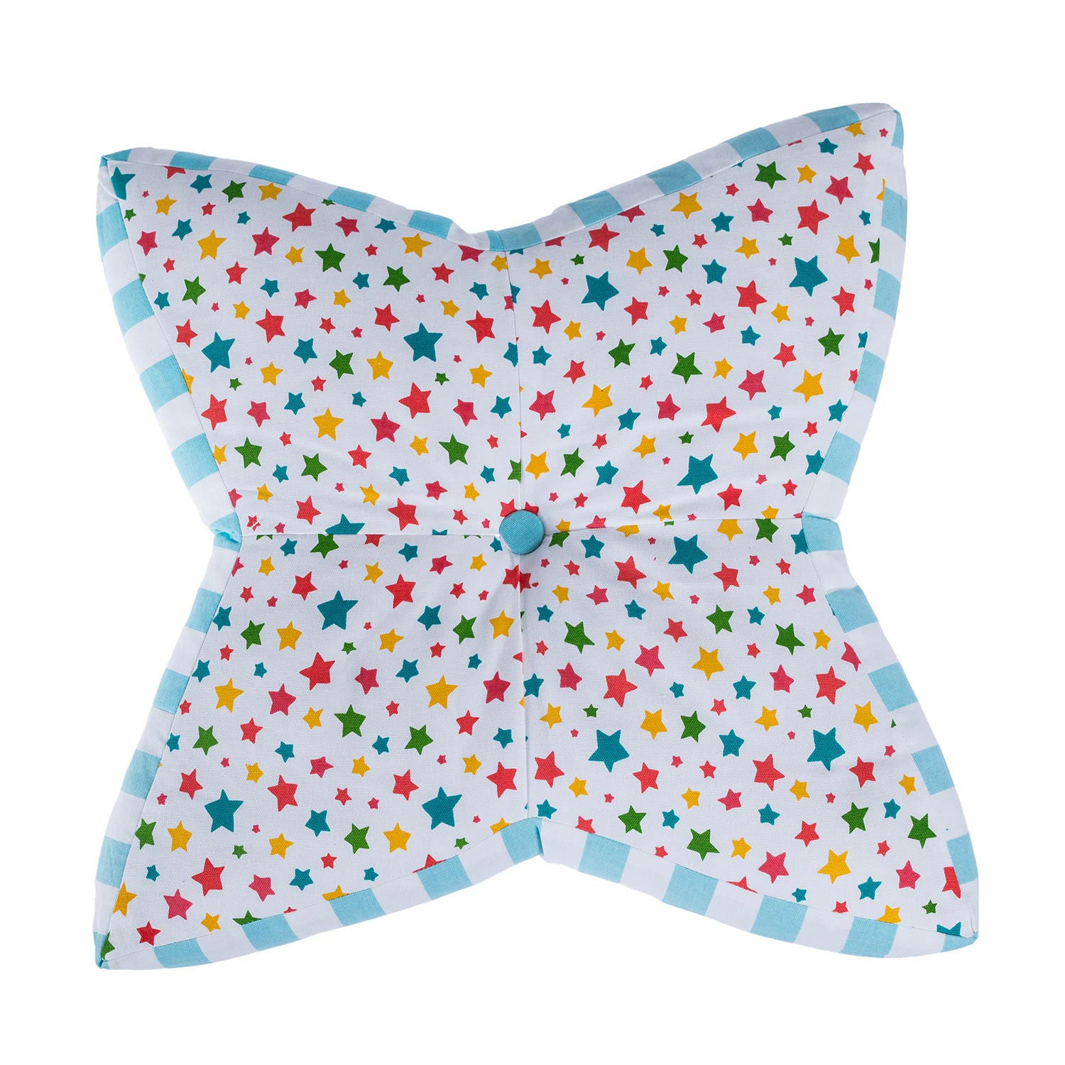 BODENKISSEN Stern, bunte Sterne & blaue Streifen 70/48/7 cm - Multicolor, Textil (70/48/7cm) - Homescapes