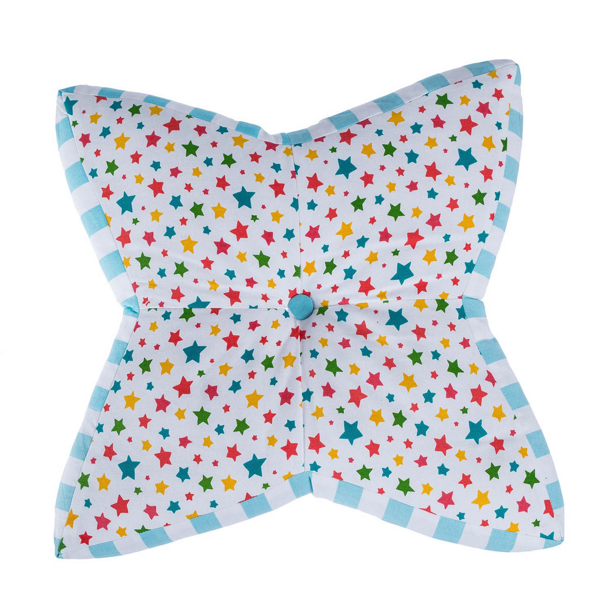BODENKISSEN Stern, bunte Sterne & blaue Streifen 70/48/7 cm - Multicolor, Textil (70/48/7cm) - Homescapes