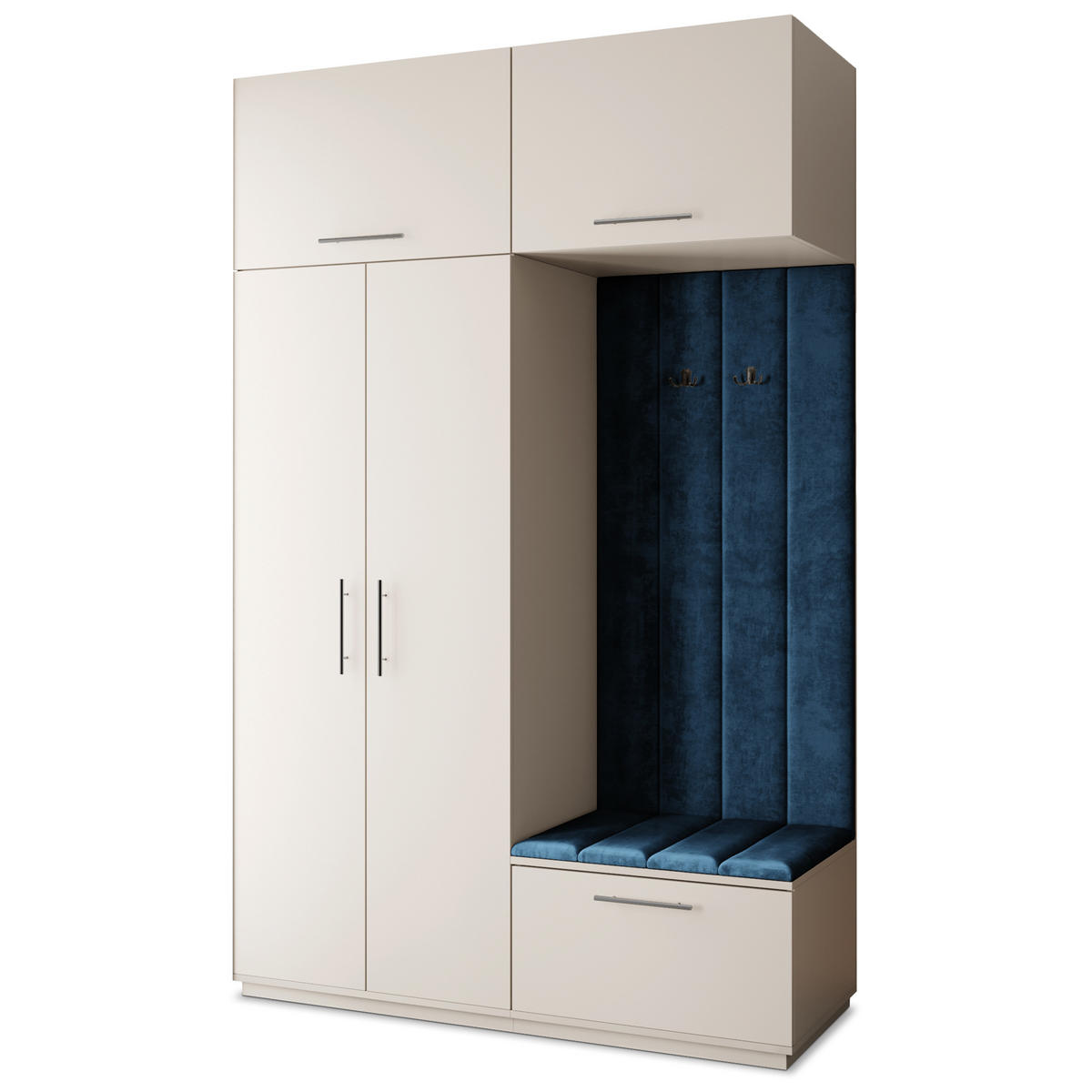 GARDEROBENSCHRANK REMA 150/240/60 cm Modern Garderobe-Set Kaschmir - Kaschmir/Blau, Holzwerkstoff (150/240/60cm) - MASSENO