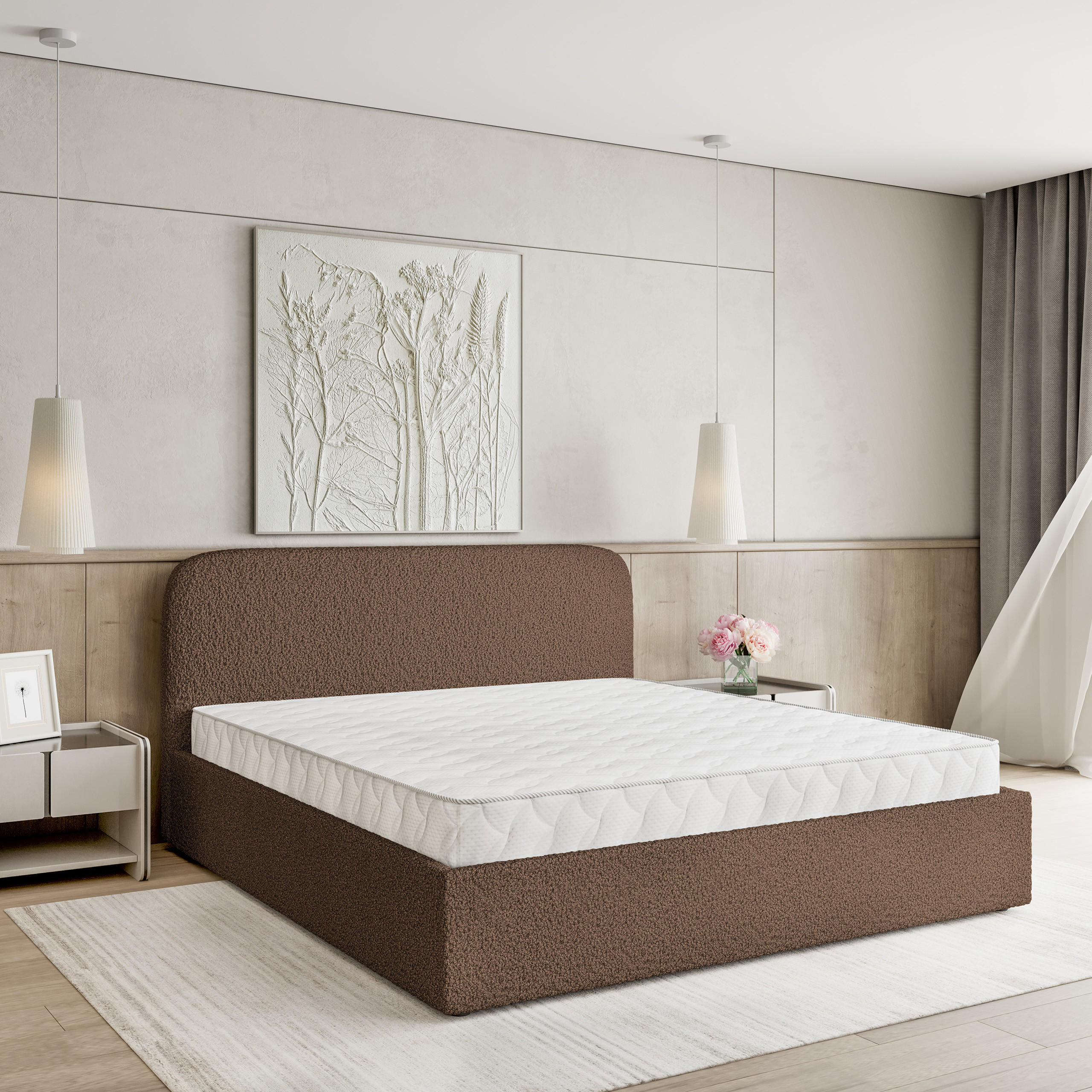 POLSTERBETT RENIVE 160x200 cm mit Bettkästen - Braun - Braun, Holz (160/200cm) - MASSENO