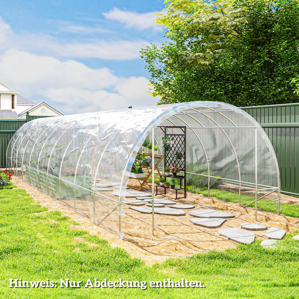 GEWÄCHSHAUSFOLIE 6 x 10 m, wasserdichtGartenfolie, aus Kunststoff, Extra Dick - Transparent, Kunststoff (600/1/1000cm) - Outsunny