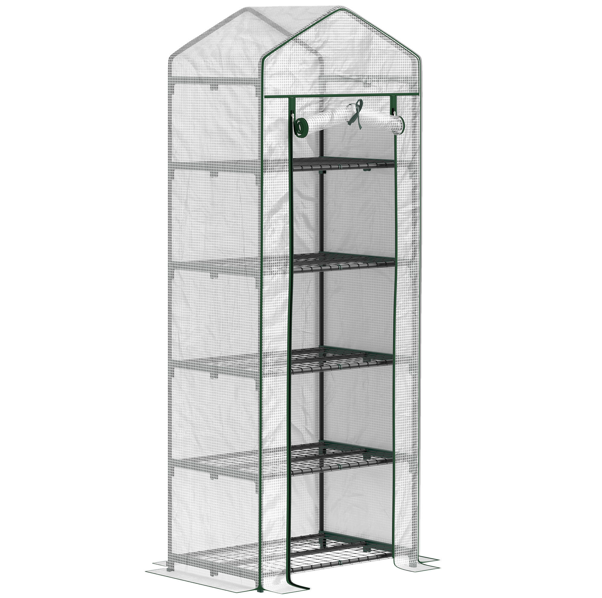 GEWÄCHSHAUS 69/193/49 cm Weiß aus Stahl mit 5 Ebenen - Weiß, Metall (49/193/69cm) - OKMYHOME