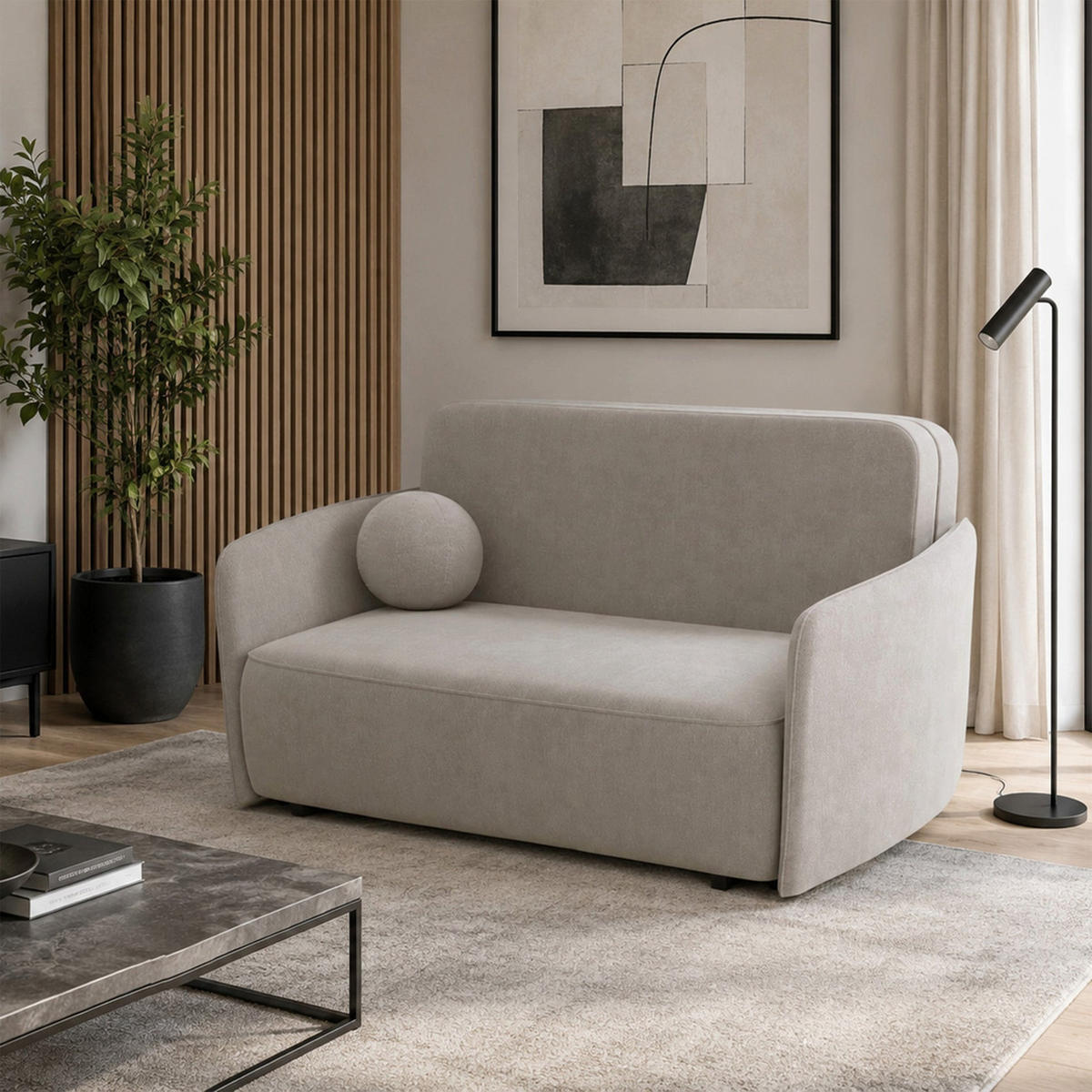 SCHLAFSOFA Paxi 165 cm - Ecru/Schwarz, Holz/Metall (165/84/106cm) - Selsey