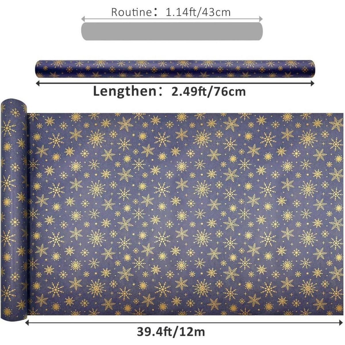 GESCHENKPAPIERROLLE Weihnachten blau 76 cm x 12 m Schneeflocken - Blau, Papier (76/1/1200cm)