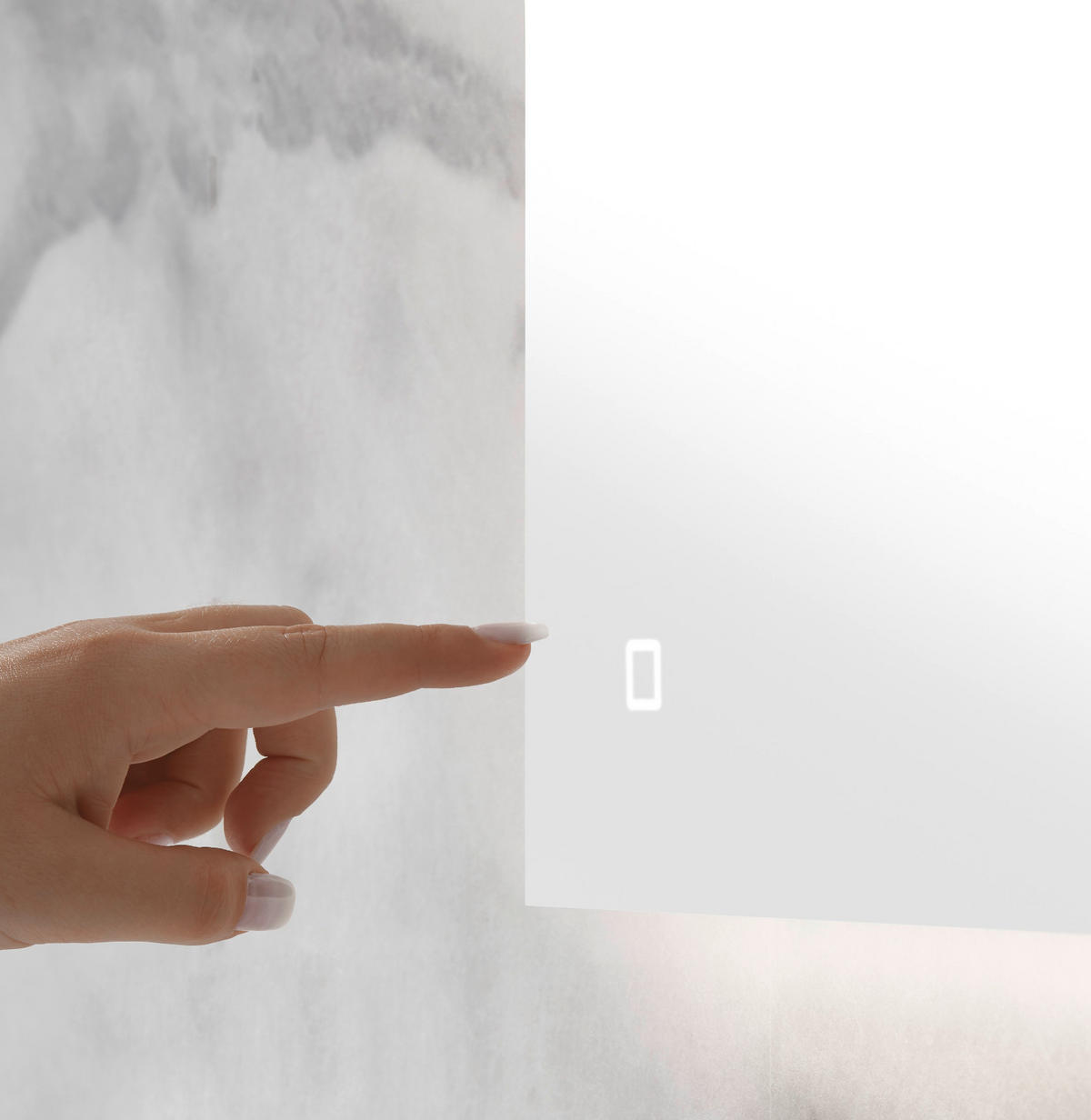 BADSPIEGEL mit LED Beleuchtung und Touchschalter, Wandspiegel 100 cm - Weiß, Glas (100/54/3cm) - Furn.Design