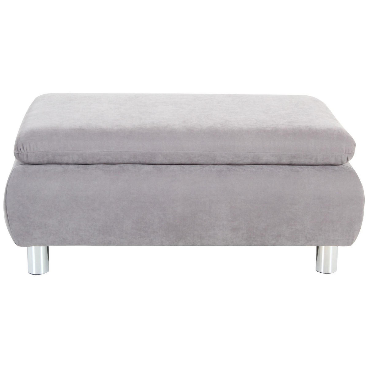 HOCKER Kaye Bezug Veloursstoff Metallfuß verchromt / silber - Grau, Kunststoff (90/43/60cm) - 58aufmkessel