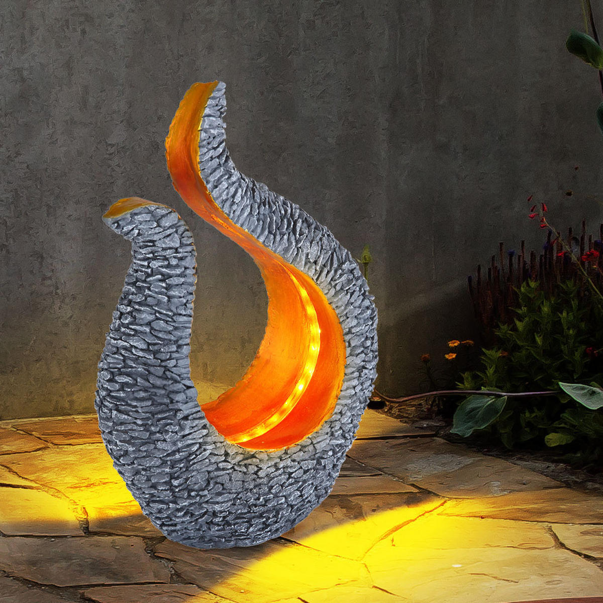 LED AUSSENLEUCHTE Skulptur Grau Gold 2er Set - Grau, Kunststoff (23.5/11/34.5cm) - Globo Lighting