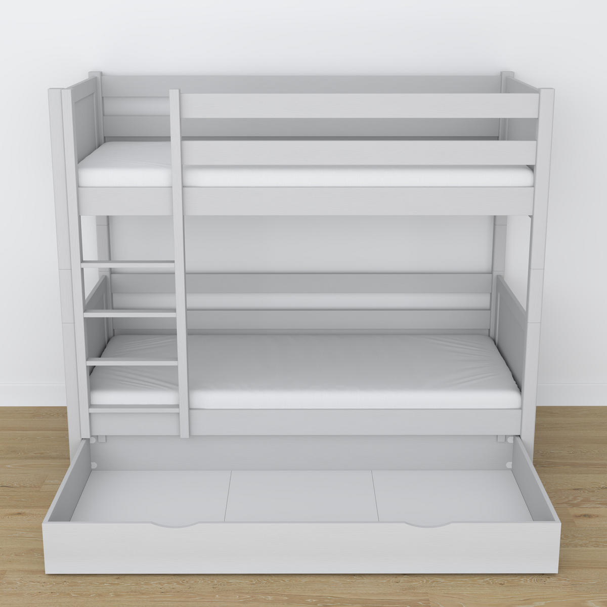 ETAGENBETT N02 mit Schublade Grau 120/200 - Grau, Naturmaterialien/Holz (120/200cm) - N-Wood