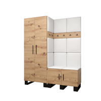 GARDEROBEN-SET 196/158/45,6 - Schwarz/Eiche Artisan, Holz/Kunststoff (158/196/45.6cm) - Abiks Möbel