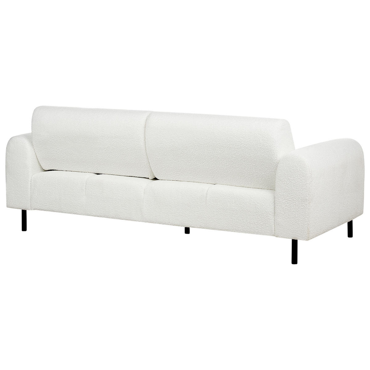 3-SITZER-SOFA Bouclé weiß Askim - Schwarz/Weiß, Textil (207/87/89cm) - Beliani
