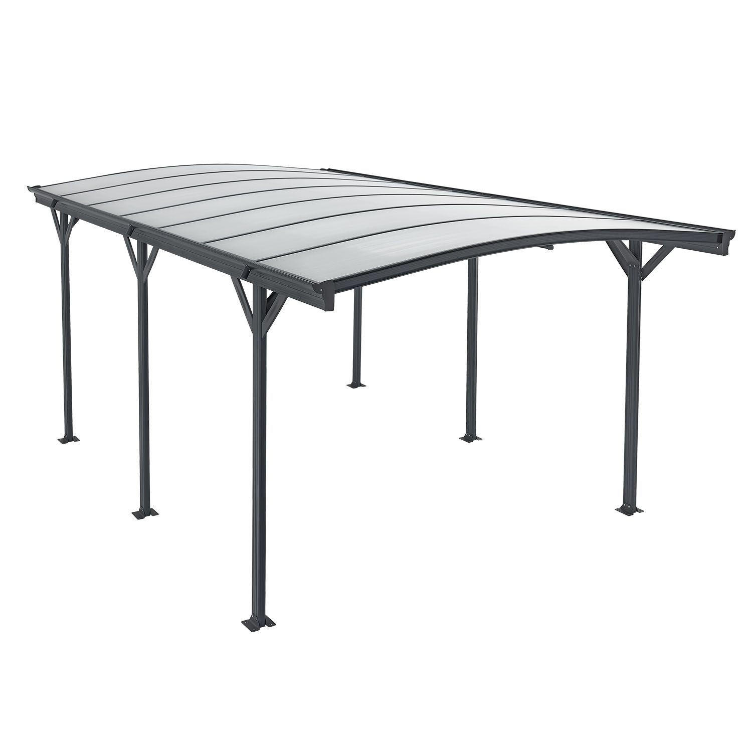 CARPORT mit Bogendach 5x3 m dunkelgrau - Dunkelgrau, Metall (302/233/505cm) - Juskys