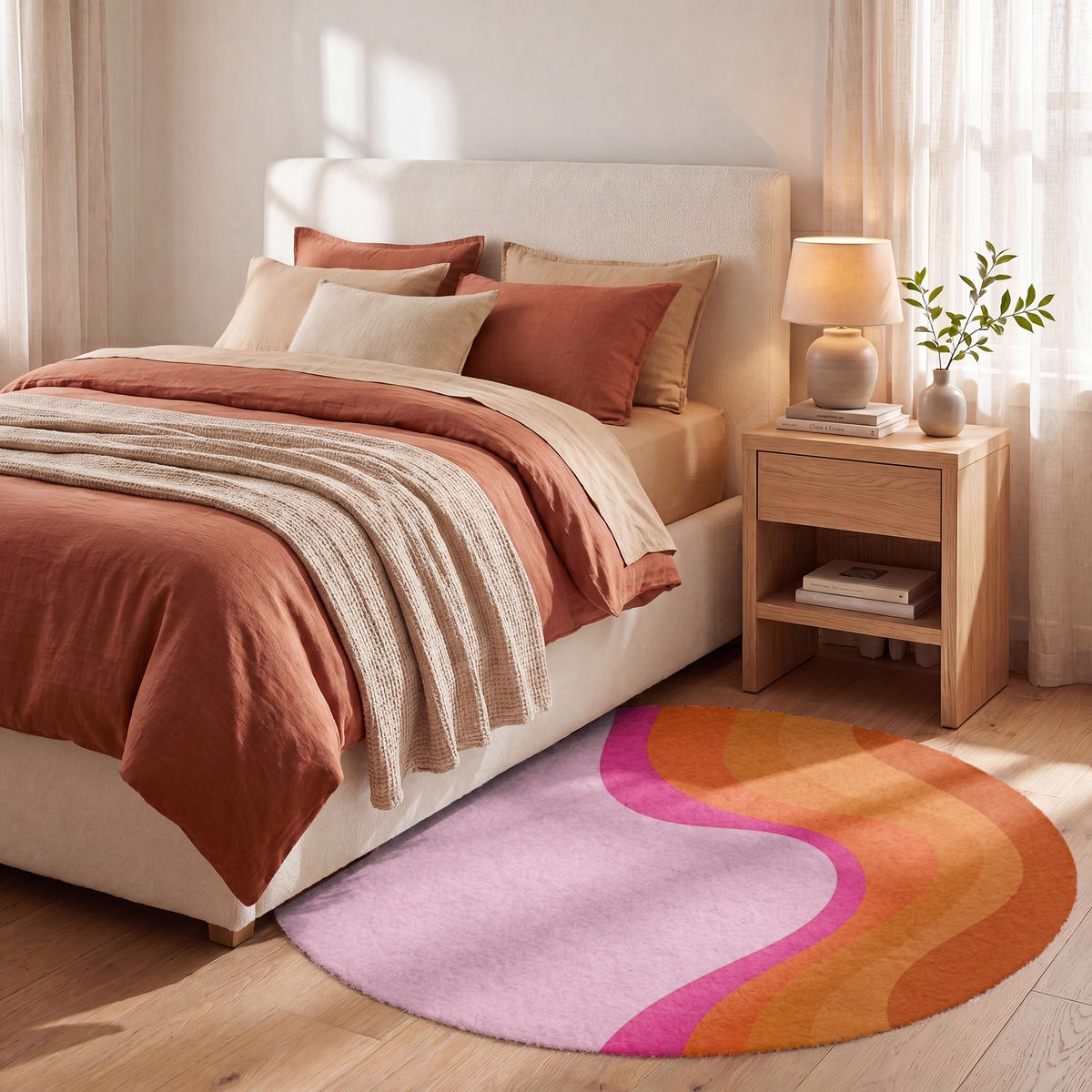 TEPPICH - Retro - Wellen - Farbenfroh - 120x120 cm - Multicolor, Kunststoff/Textil (120/0.4cm) - OnlyWow