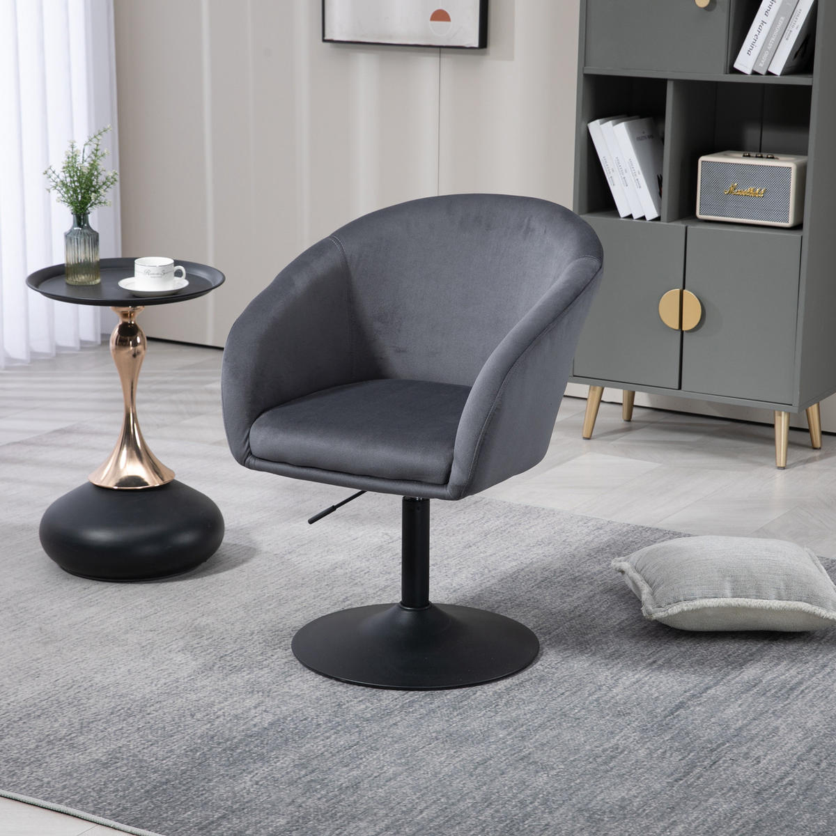LOUNGESESSEL JAMAIKA mit Armlehnen Samt - Dunkelgrau, Textil (59/95/59cm) - SVITA