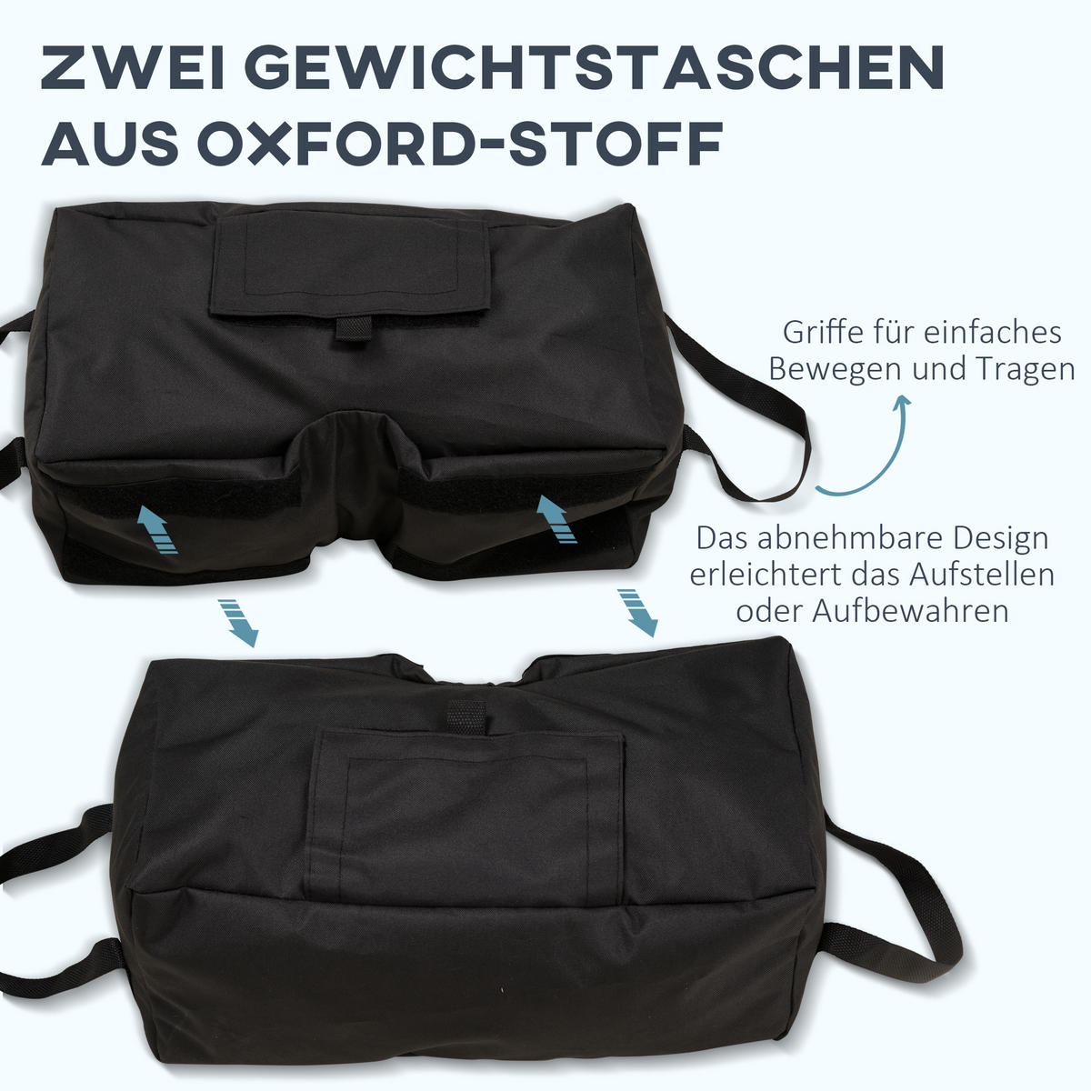 SONNENSCHIRMSTÄNDER Schirmständer Sandsack 2 x Polyestertasche befüllbar 50 kg - Schwarz, Kunststoff (25/50cm) - Outsunny