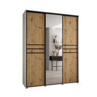 SCHWEBETÜRENSCHRANK 235,2/190/45 3-türig - Schwarz/Eiche Artisan, Holz/Metall (190/235/45cm) - Abiks Möbel