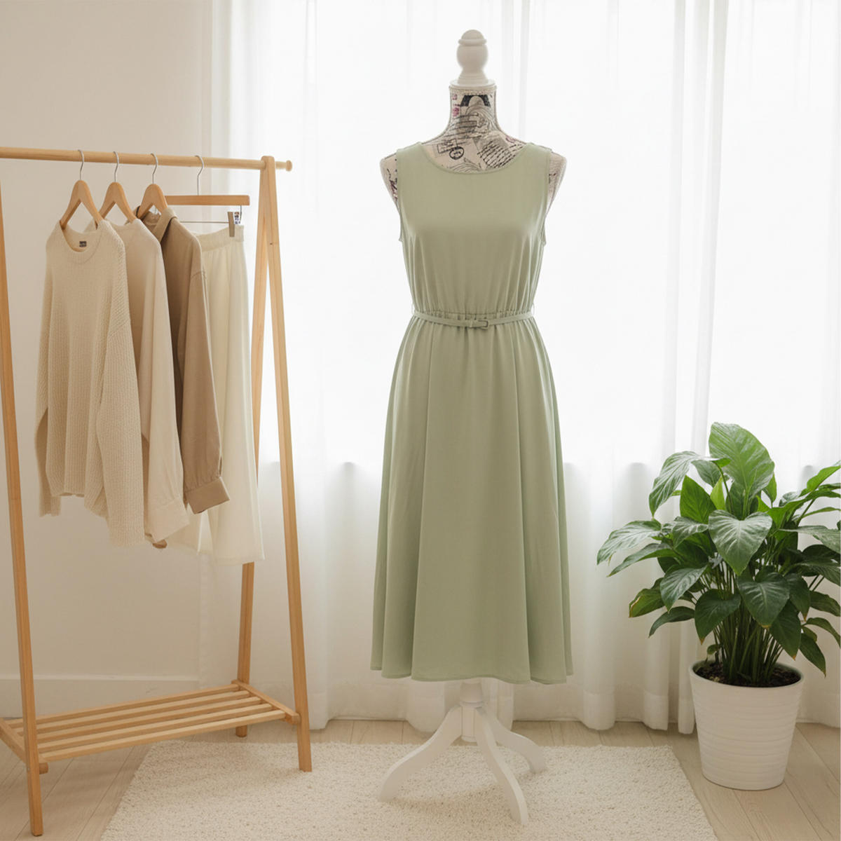 ŠIJACIA panna - viacfarebná, drevo/textil (41/167/34cm) - Relaxdays