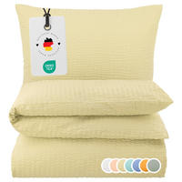 SEERSUCKER-BETTWÄSCHE 155x220 Uni Sommer Bettbezug Bügelfrei aus 100% Baumwolle, Bettbezüge einfarbig Creme - Creme, Textil (155/220cm) - Carpe Sonno