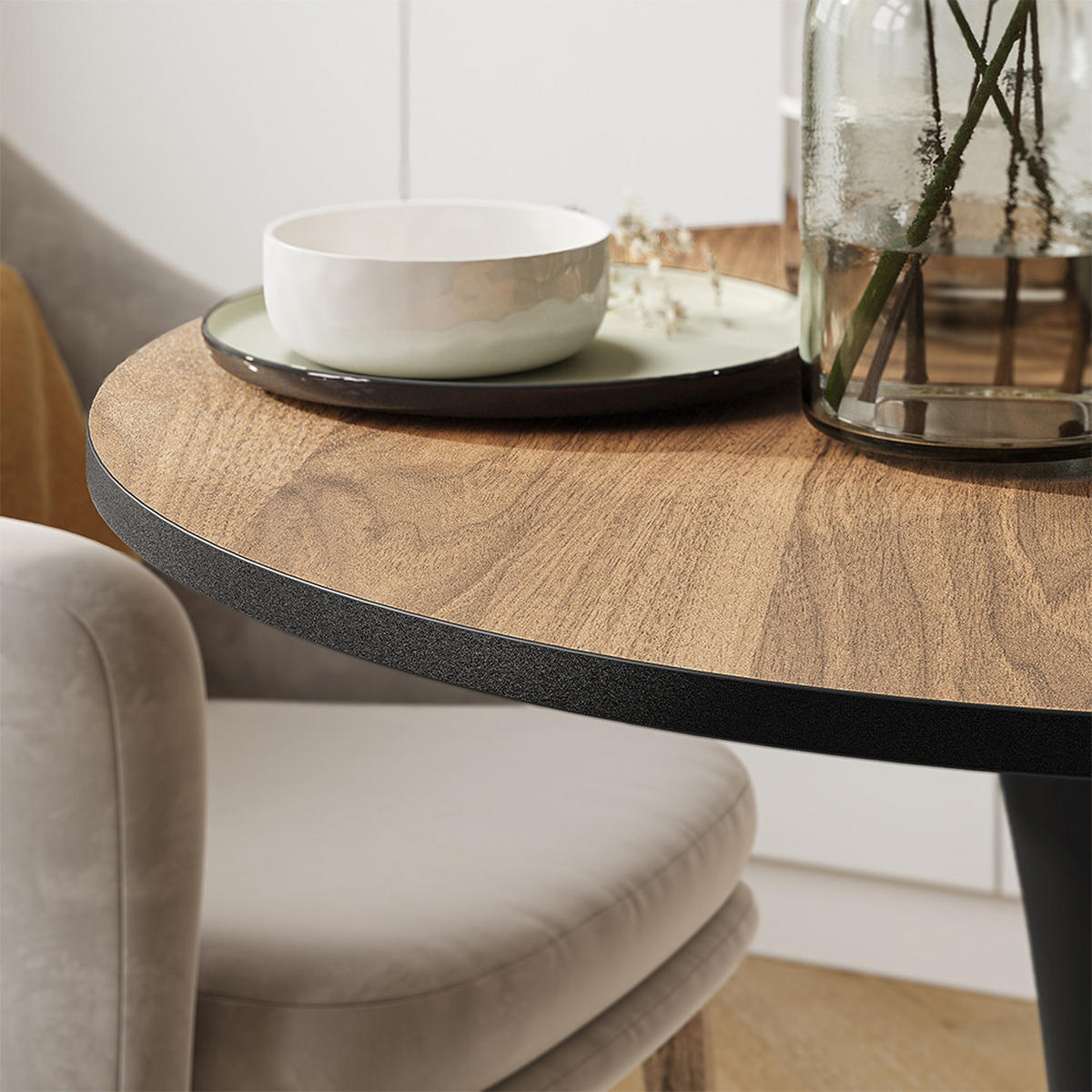 ESSTISCH Carl, Nussbaum/Schwarz, 60 x 60 cm - Walnussfarben/Schwarz, Holzwerkstoff (60/60/73cm) - Vicco