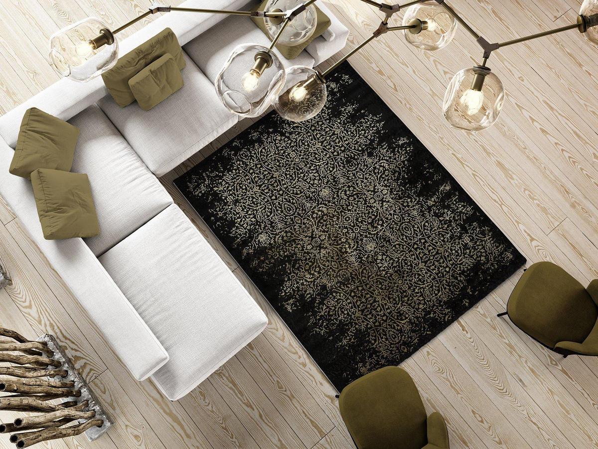 WEBTEPPICH Schwarz Gold 120/170 cm - Goldfarben/Schwarz, Naturmaterialien/Textil (120/170cm) - Atticgo