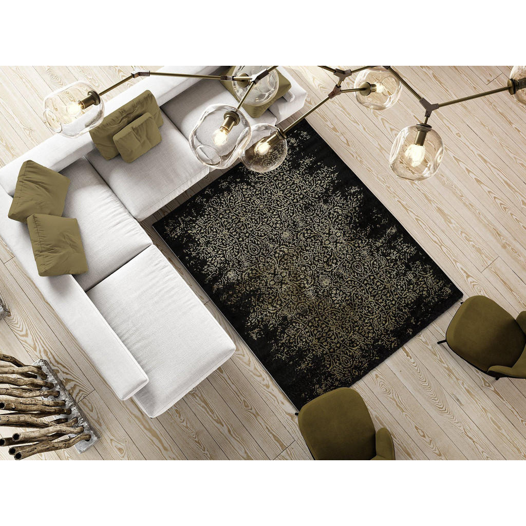 Thumbnail - Atticgo Webteppich, Schwarz, Gold, Textil, Abstrakt, Rechteckig, 140x200 cm, Oeko-Tex® Standard 100, in verschiedenen Gr...