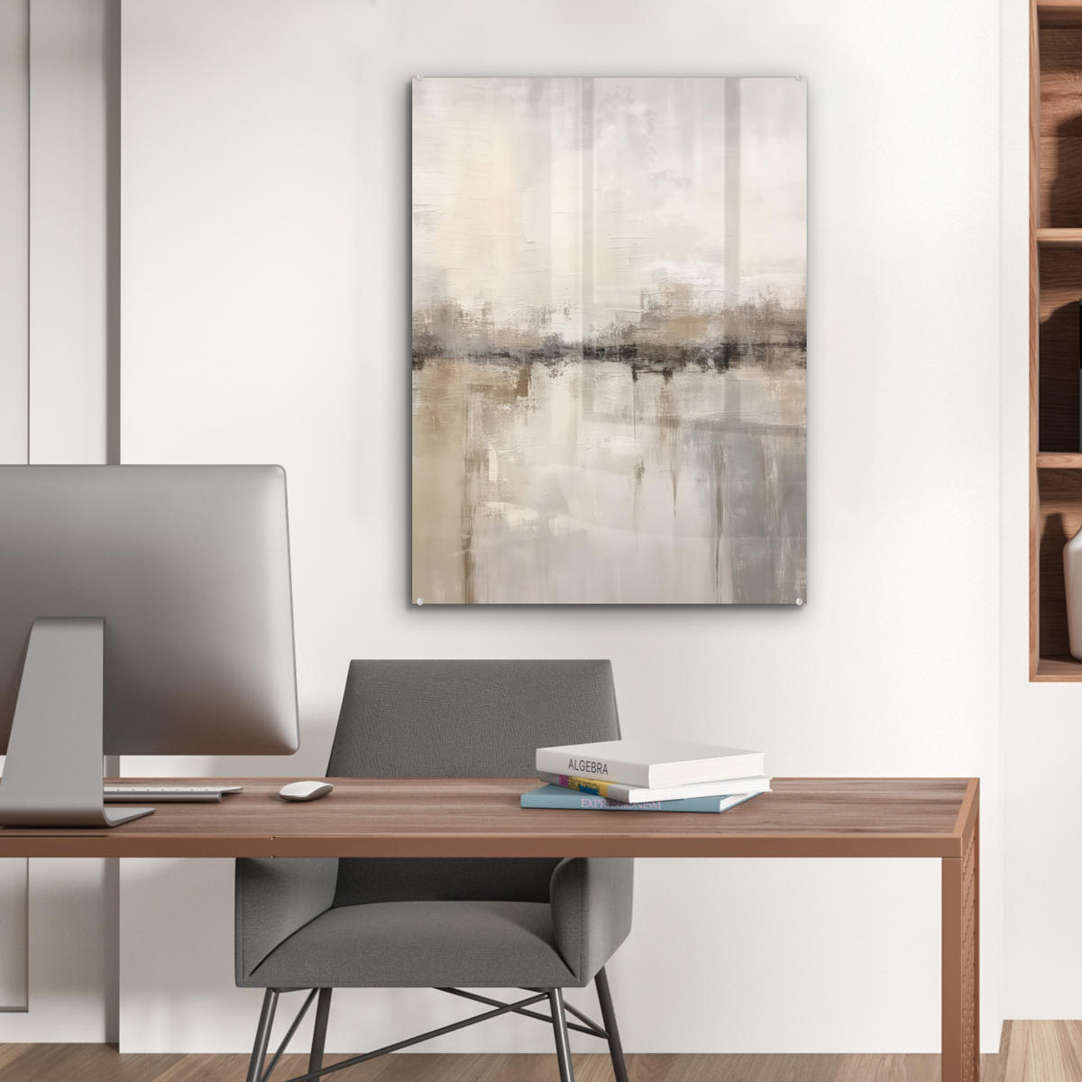 ACRYLGLASBILD Moderne Kunst - Abstrakt - Beige 60x80 cm - Beige, Glas (60/80cm) - MuchoWow