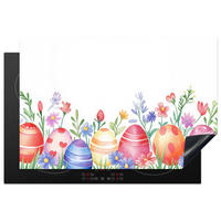 HERDABDECKPLATTE Blumengarten - Bunt - Eier Ceranfeldabdeckung 78x52 cm - Weiß, Kunststoff (78/52/0.2cm) - MuchoWow