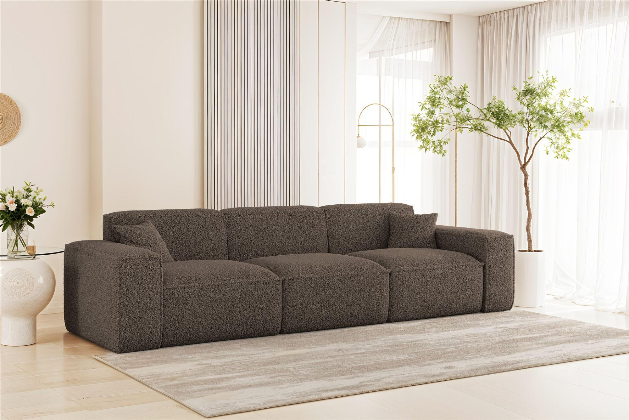 SOFA 3-sitzer Celes Premium In Sven - Braun, Holzwerkstoff/Textil (218/73/90cm) - Fun Möbel
