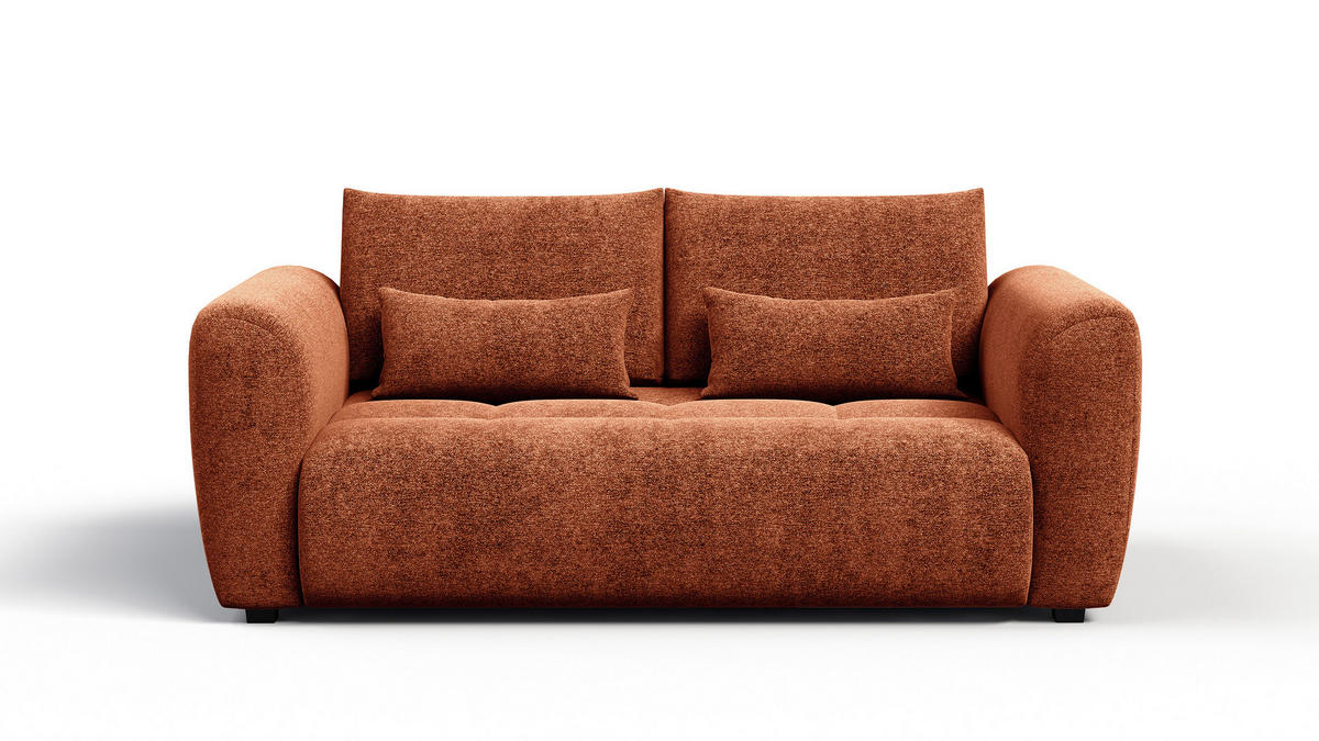 SOFA SORENO 3-Sitzer, orange - Schwarz/Orange, Holz/Textil (214/94/114cm) - Courtois Laville