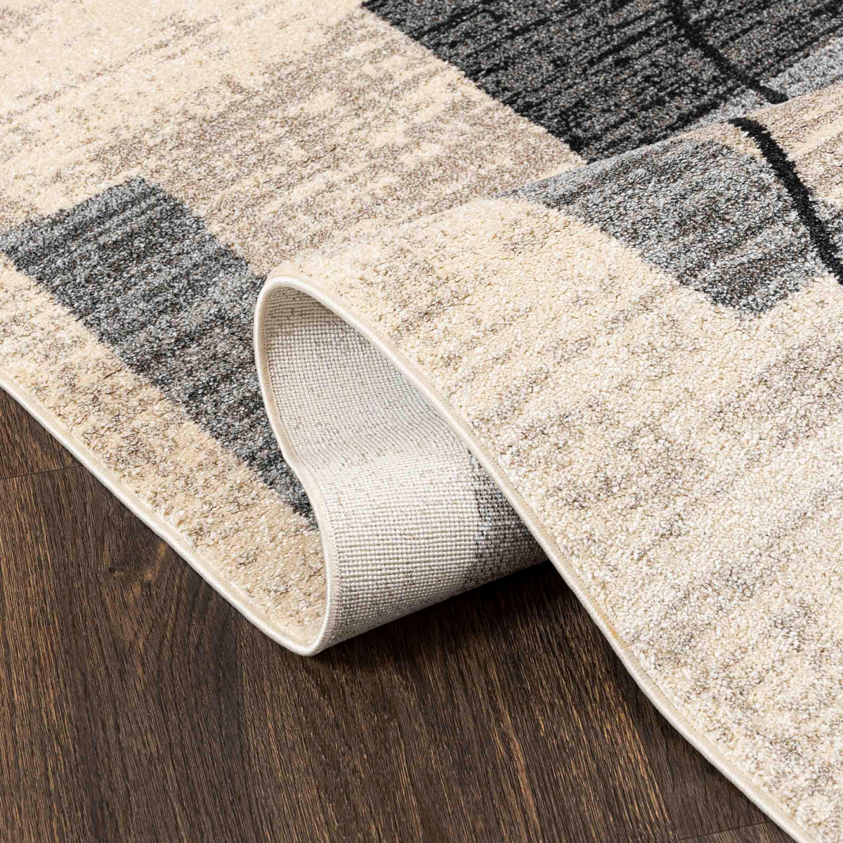 TEPPICH Beige Geometrisch In-Outdoor Pflanzlich Kurzflor Rechteckig 160 x 230 cm - Dunkelgrau, Textil (160/230cm) - Mazovia