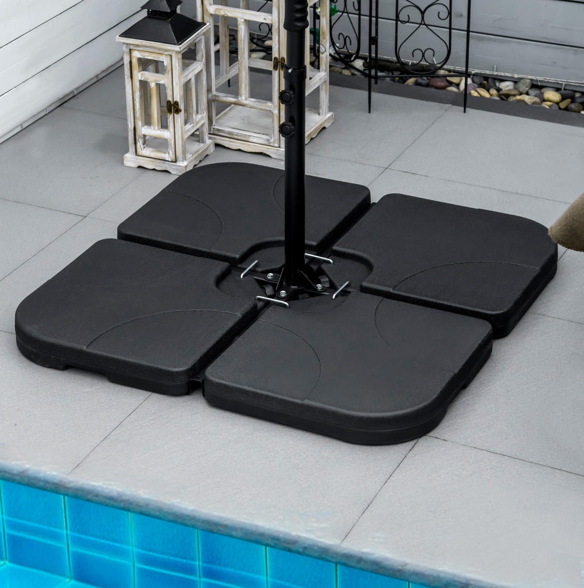 SONNENSCHIRMSTÄNDER 104/104/7,5 cm schwarz aus HDPE befüllbar - Schwarz, Kunststoff (104/104cm) - OKWISH