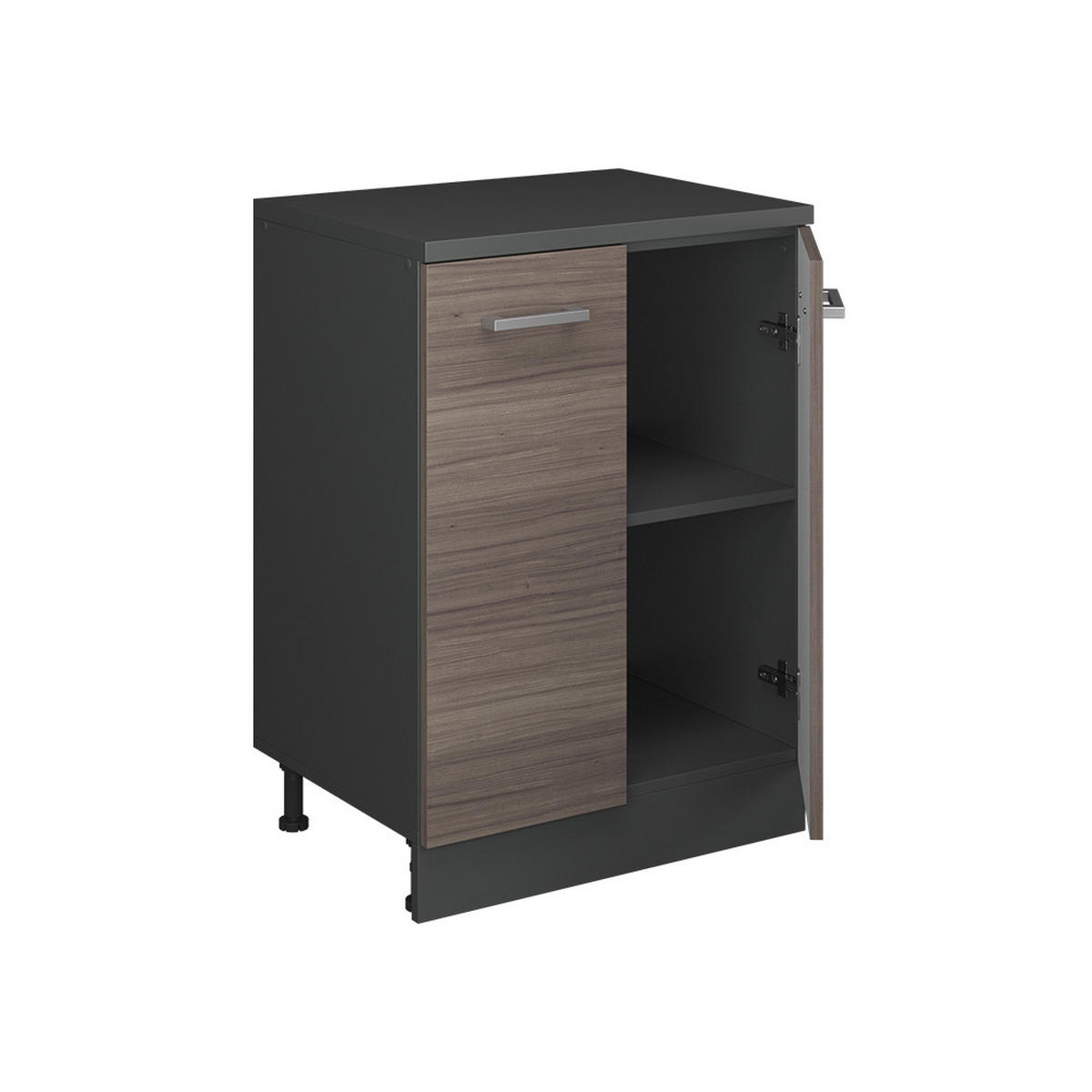 KUHINJSKA OMARA ZA POŠEVNE STREHE R-Line, Žlahtna siva, 60 cm brez naklona z 2 vrati - siva/antracit, leseni material (60/83.8/46cm) - Vicco